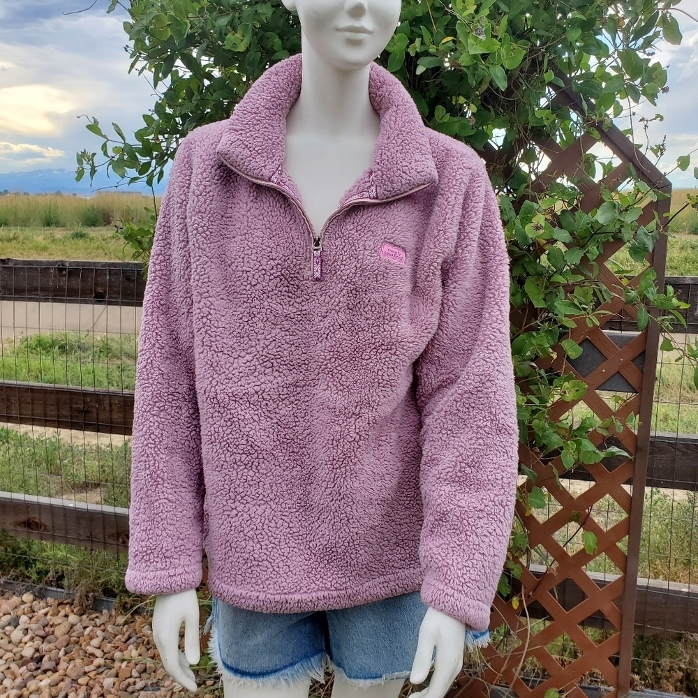 Simply Southern Light Purple Sherpa Pullover Sweater Size Large EUC